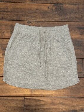 Balance Collection Heather Gray Knit Drawstring Mini Skirt